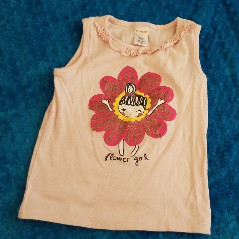 Pink flower girl tank top